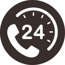 circle icon with phone and 24 hour service
